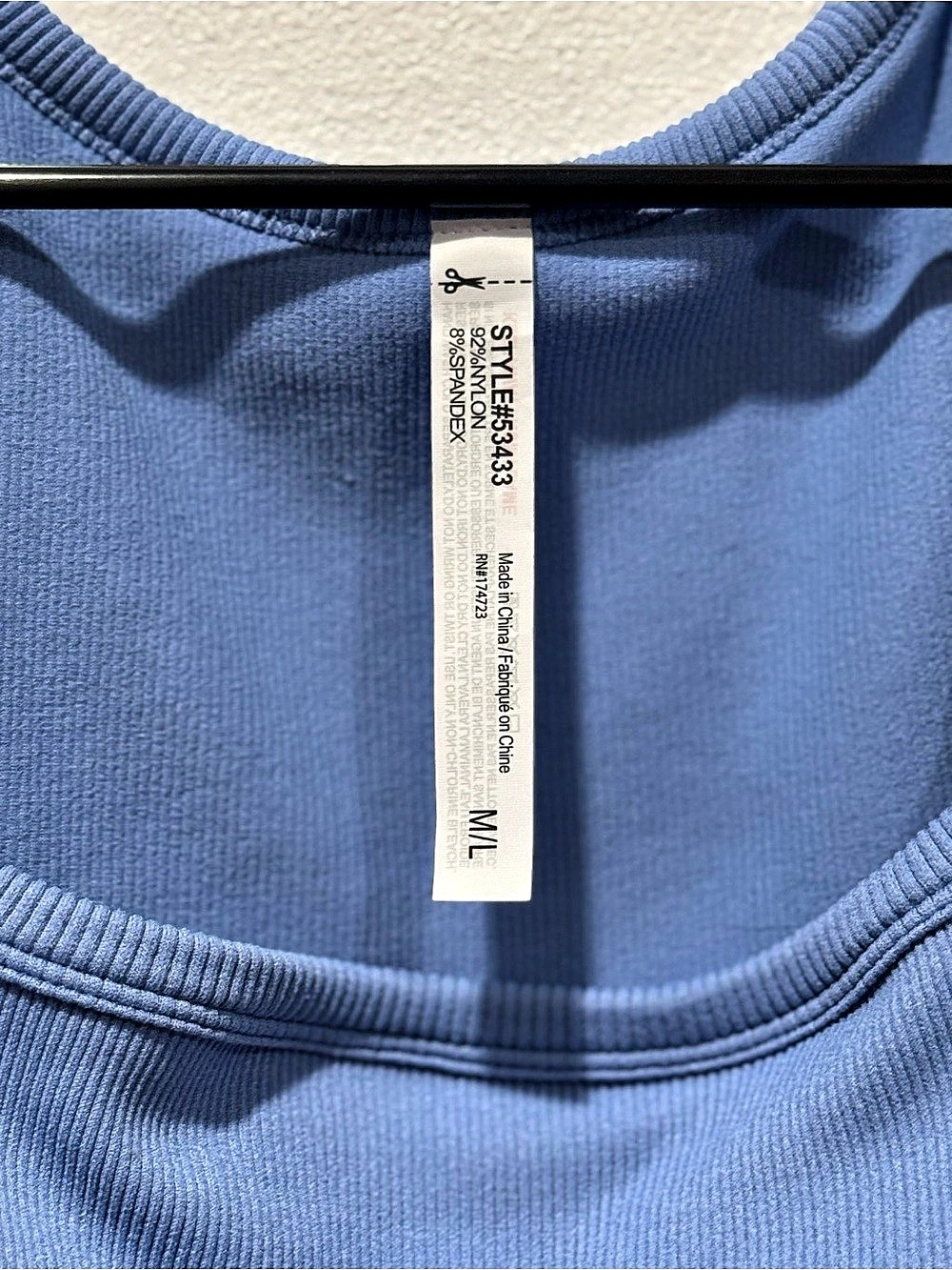 Altar’d State Revival Blue Ribbed Built In Bra Crop Tank M/L - Picture 4 of 6